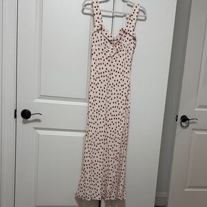 Reformation Brown and White Sleeveless Wrap Midi Dress